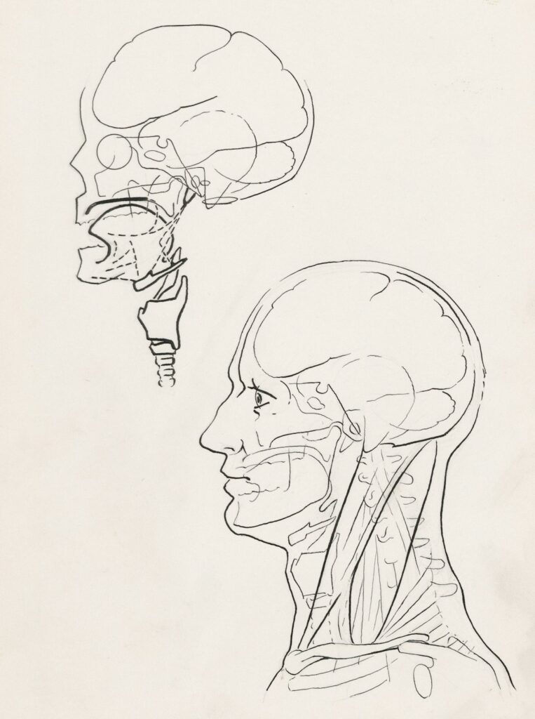 Person gently massaging the jaw while seated upright with relaxed shoulders and a warm compress nearby